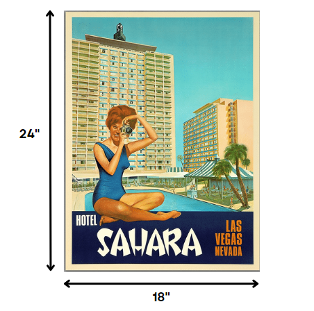 24" X 30" Hotel Sahara C1960S Las Vegas Vintage Travel Poster Wall Art