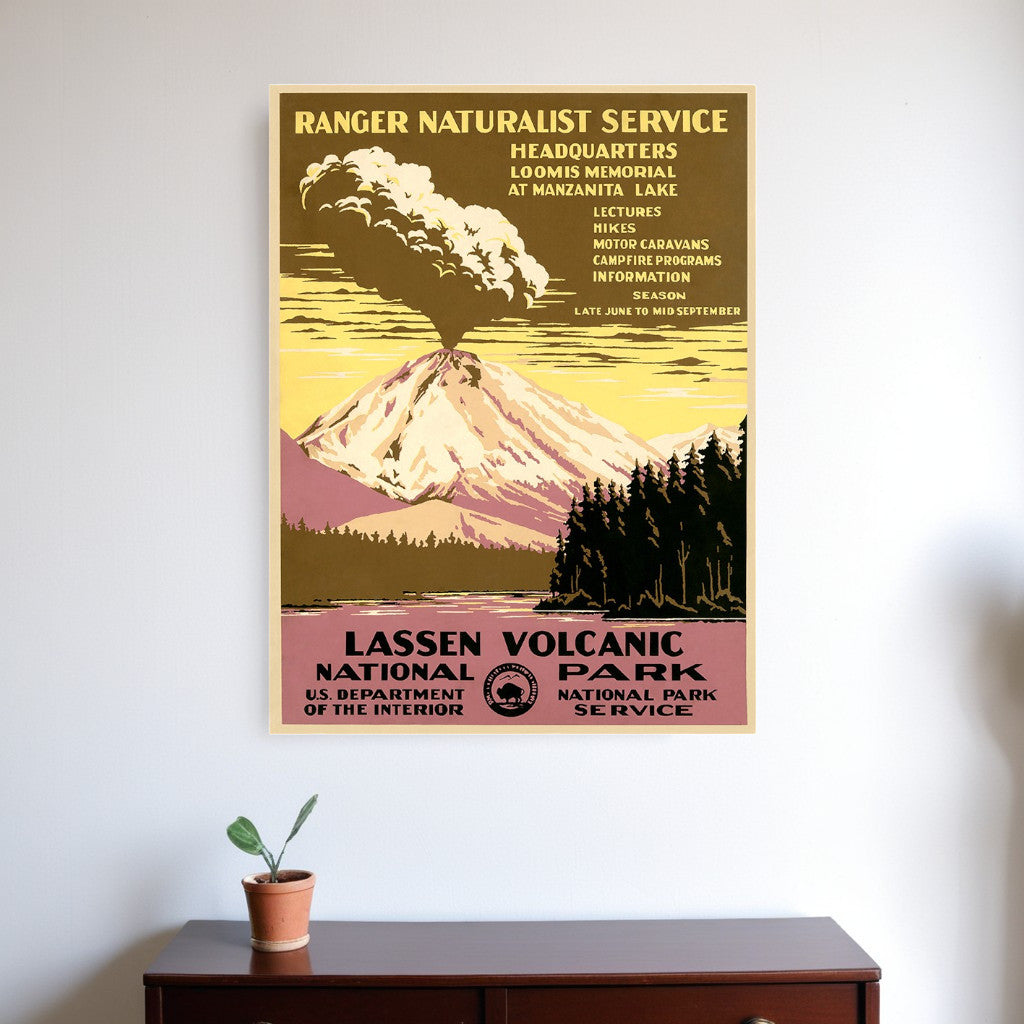 24" X 32" Lassen Volcanic National Park Vintage Travel Poster Wall Art