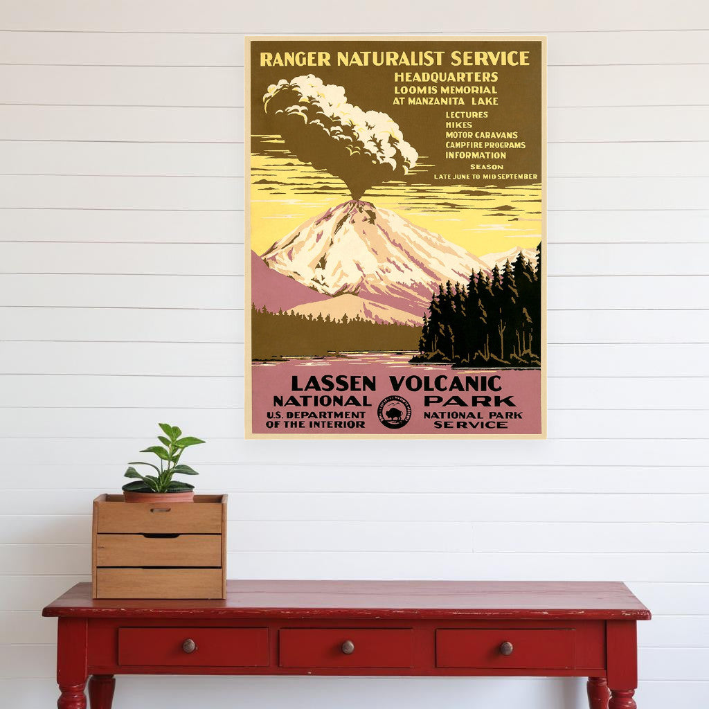 24" X 32" Lassen Volcanic National Park Vintage Travel Poster Wall Art