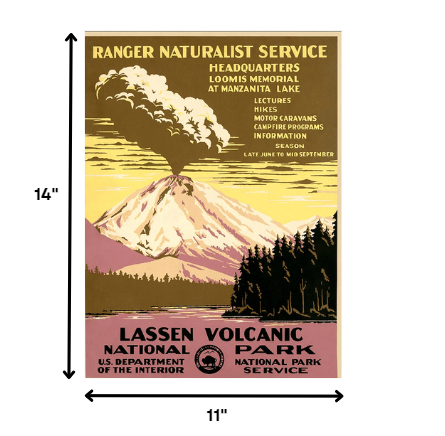 24" X 32" Lassen Volcanic National Park Vintage Travel Poster Wall Art