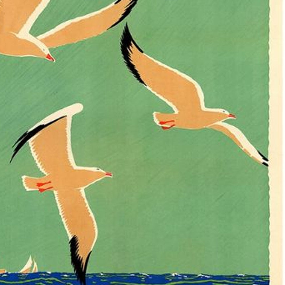 24" X 36" Birds Over Lake Michigan C1929 Vintage Travel Poster Wall Art