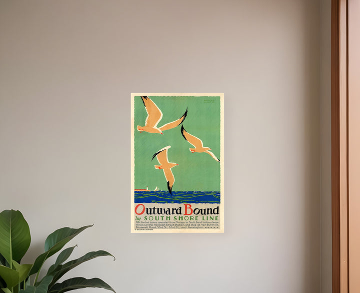 24" X 36" Birds Over Lake Michigan C1929 Vintage Travel Poster Wall Art