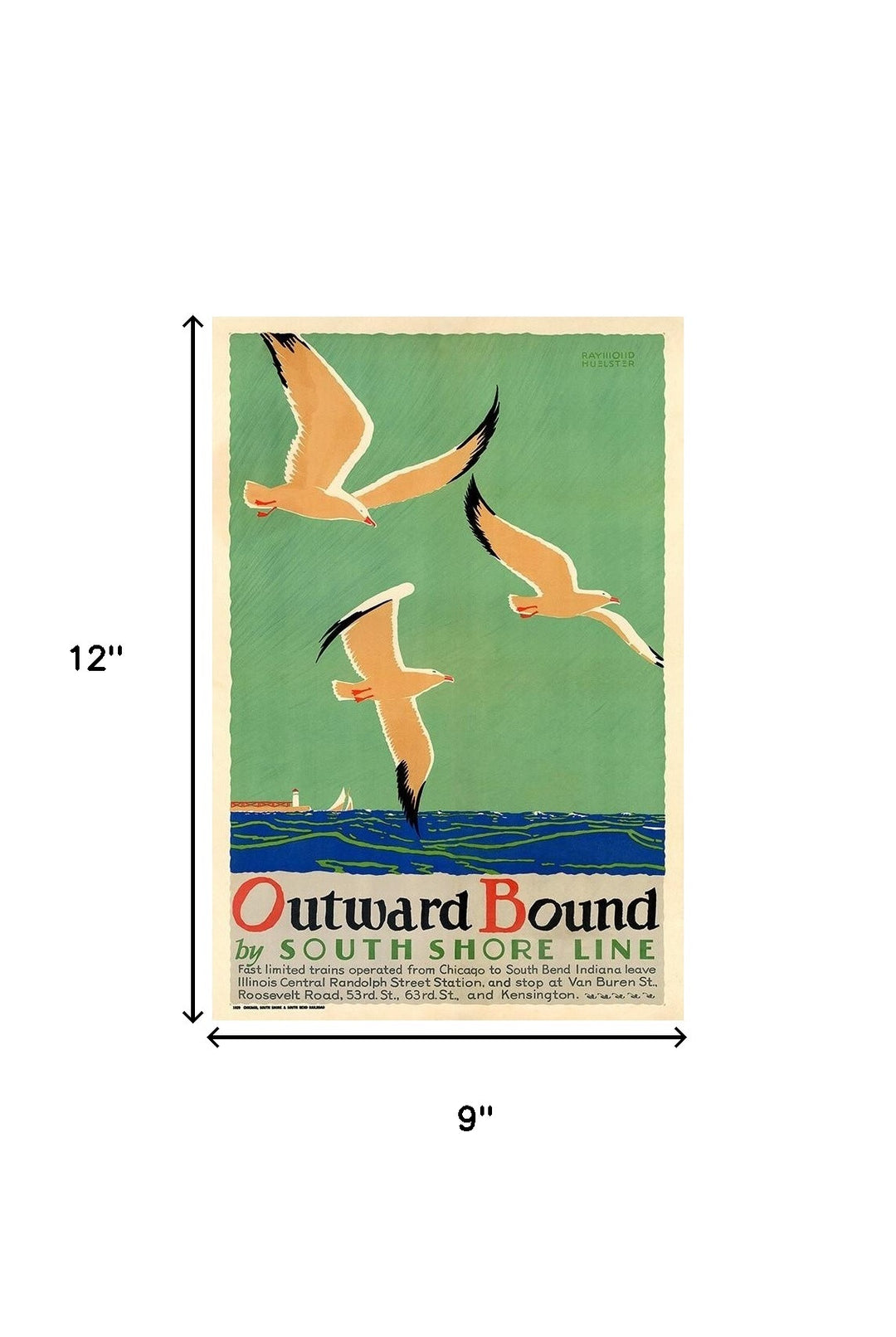 24" X 36" Birds Over Lake Michigan C1929 Vintage Travel Poster Wall Art