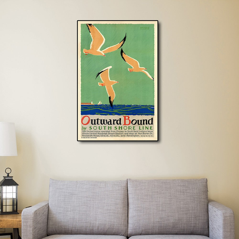 24" X 36" Birds Over Lake Michigan C1929 Vintage Travel Poster Wall Art