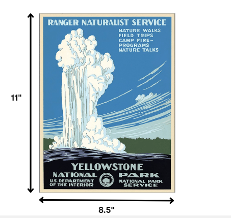 36" x 48" Yellowstone National Park c1938 Vintage Travel Poster Wall Art