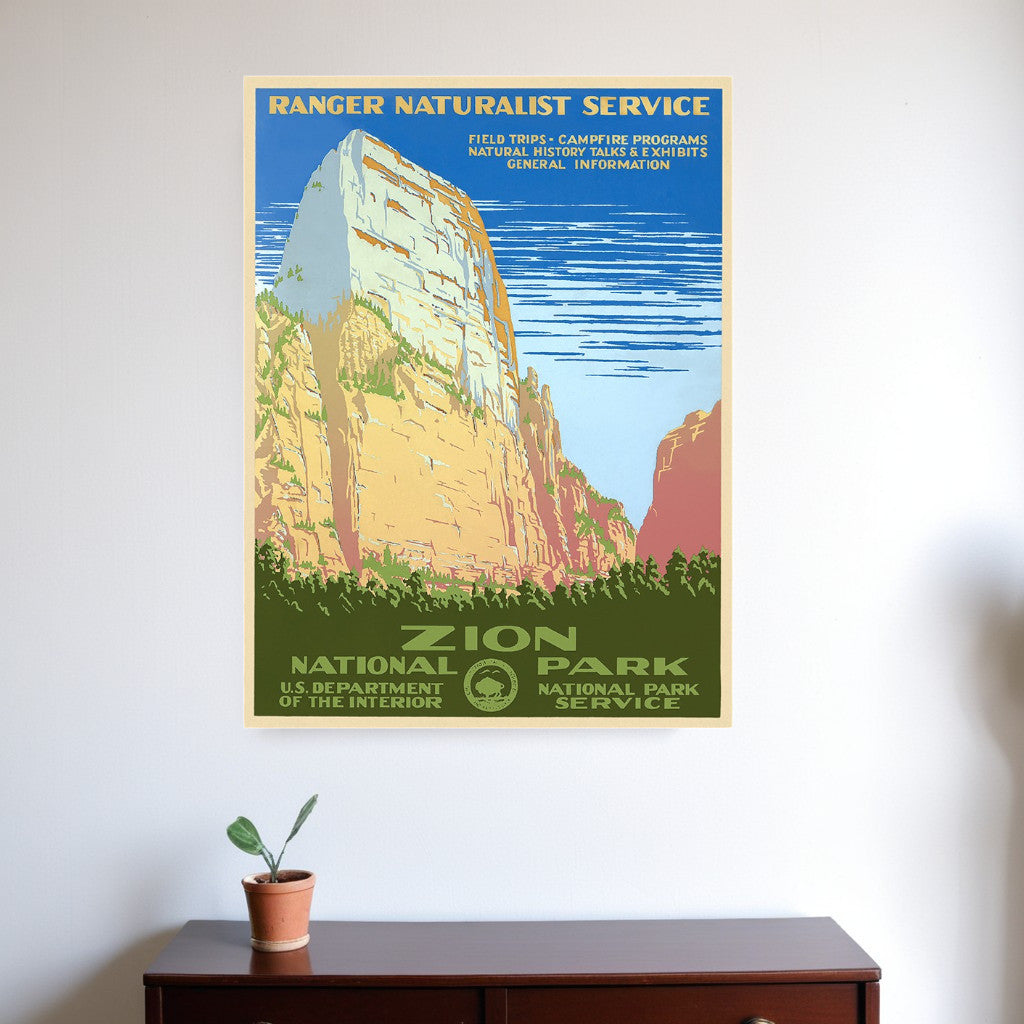 36" x 48" Zion National Park c1938 Vintage Travel Poster Wall Art