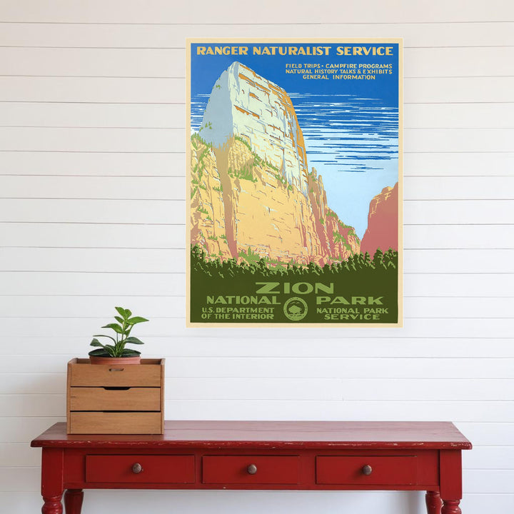 36" x 48" Zion National Park c1938 Vintage Travel Poster Wall Art