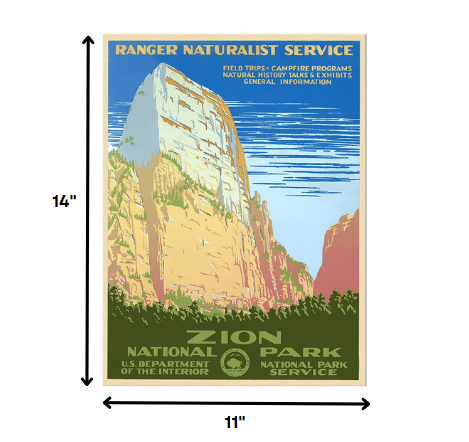 36" x 48" Zion National Park c1938 Vintage Travel Poster Wall Art