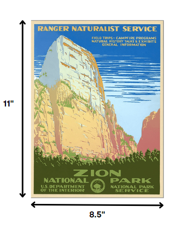 36" x 48" Zion National Park c1938 Vintage Travel Poster Wall Art