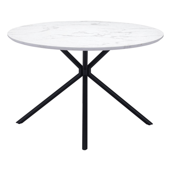 47" White And Black Rounded Steel Dining Table