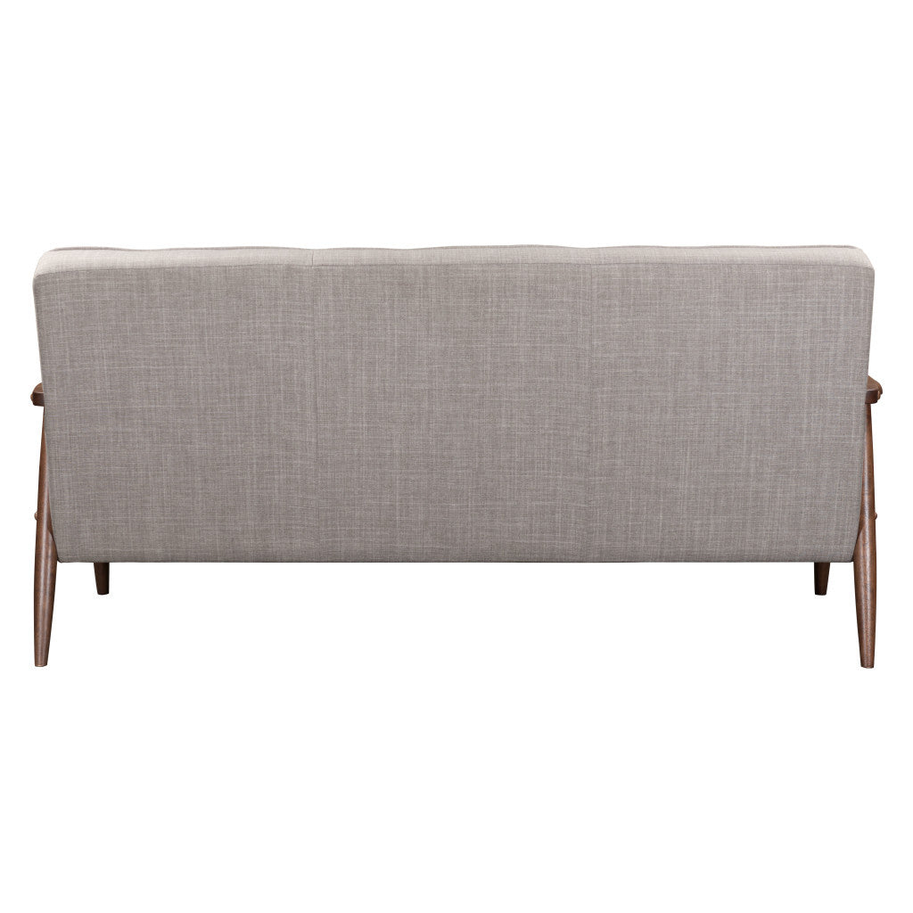 69" Beige Polyester Sofa With Brown Legs