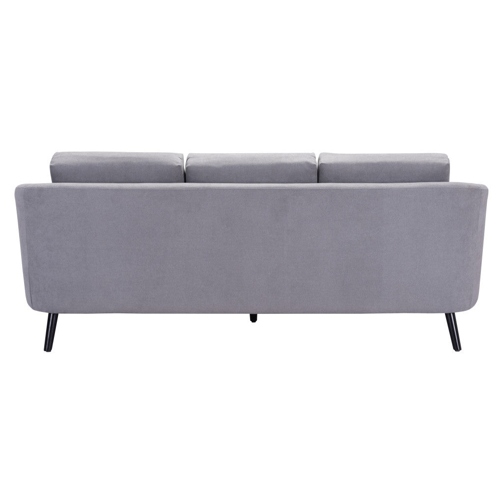 79" Gray Polyester Sofa With Black Legs