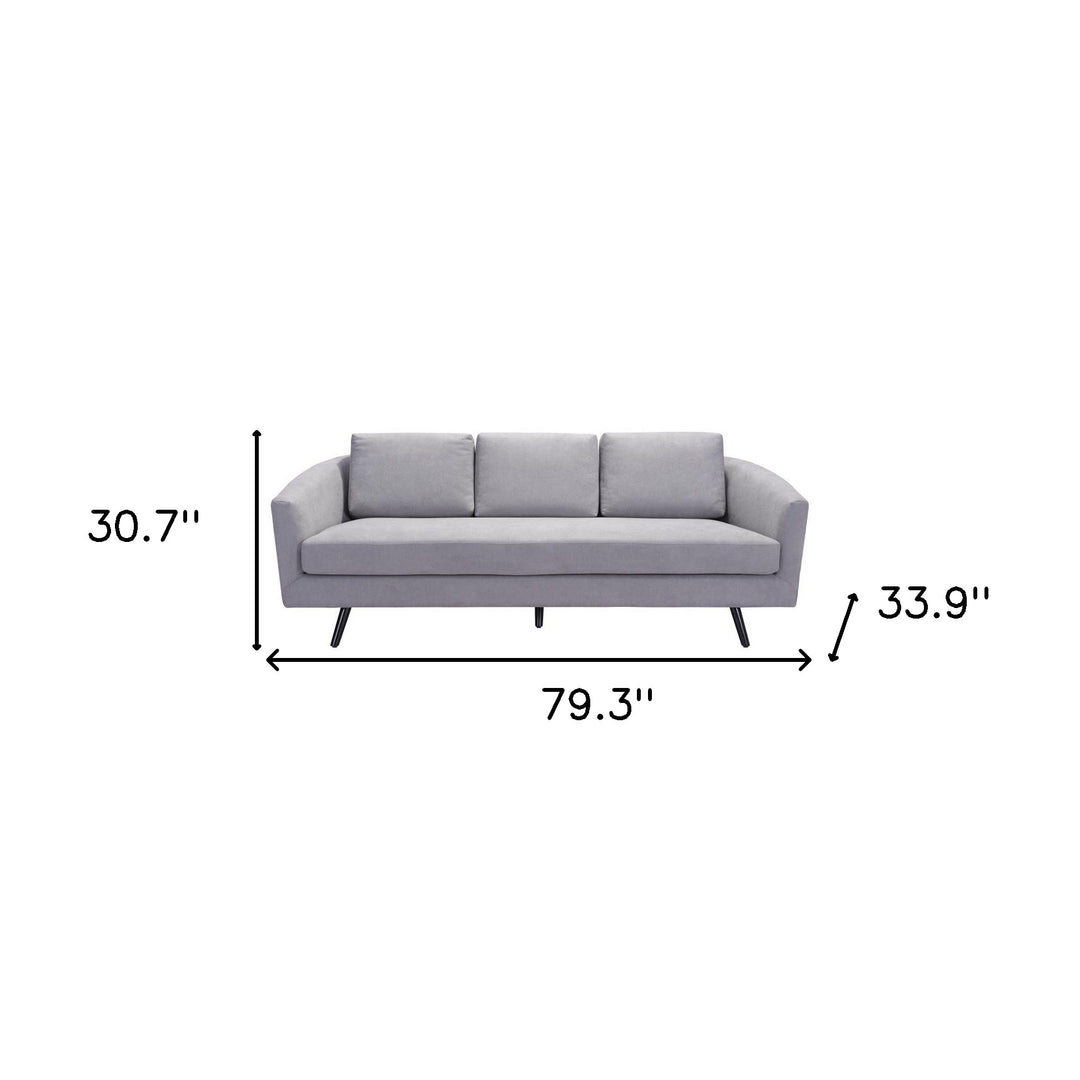 79" Gray Polyester Sofa With Black Legs