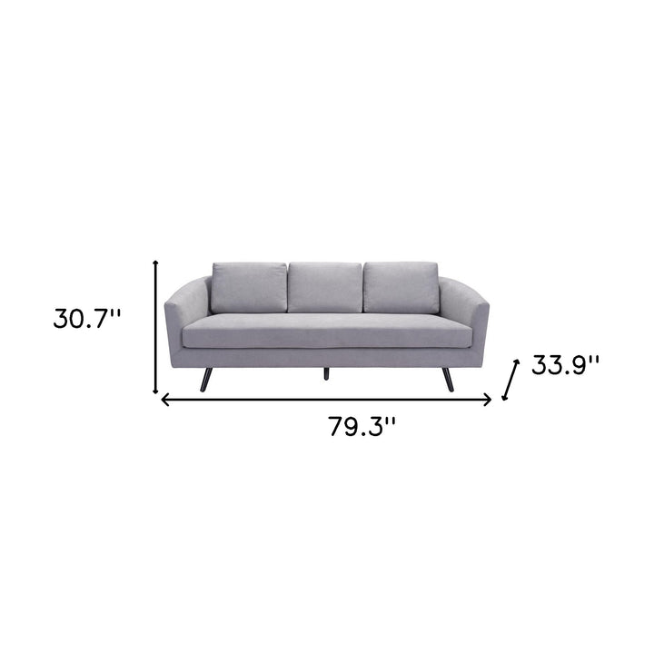 79" Gray Polyester Sofa With Black Legs