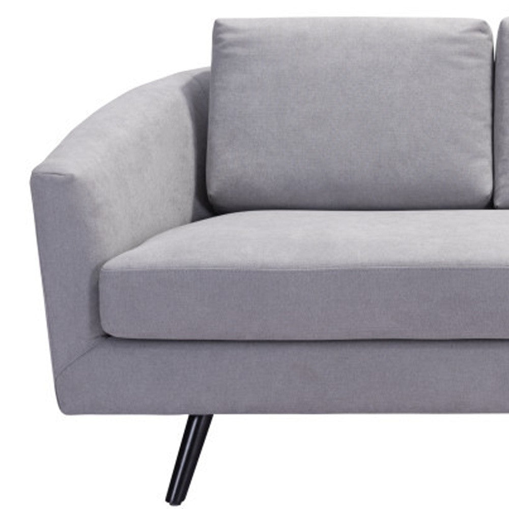 79" Gray Polyester Sofa With Black Legs