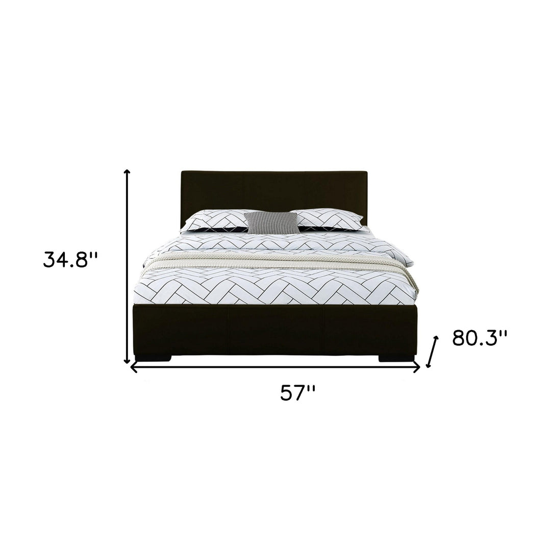 White Solid and Manufactured Wood Queen Upholstered Faux Leather Bed Frame