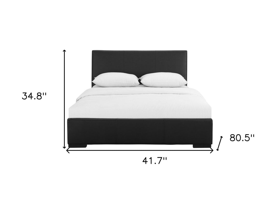 White Solid and Manufactured Wood Queen Upholstered Faux Leather Bed Frame