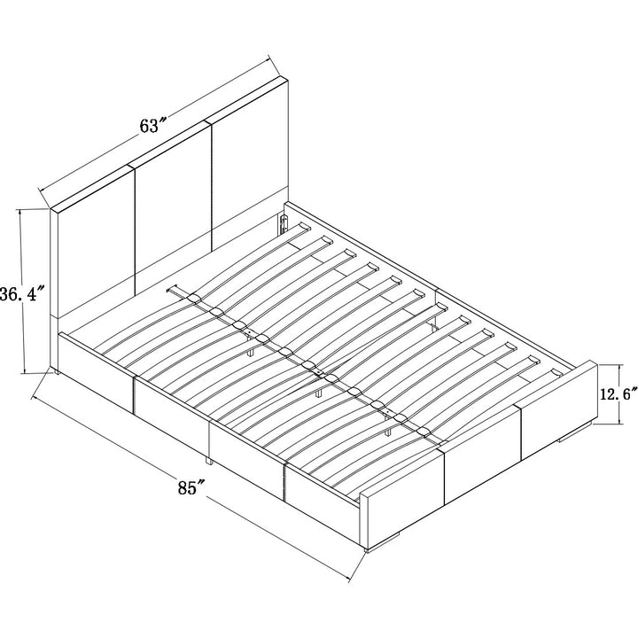 White Solid and Manufactured Wood Queen Upholstered Faux Leather Bed Frame