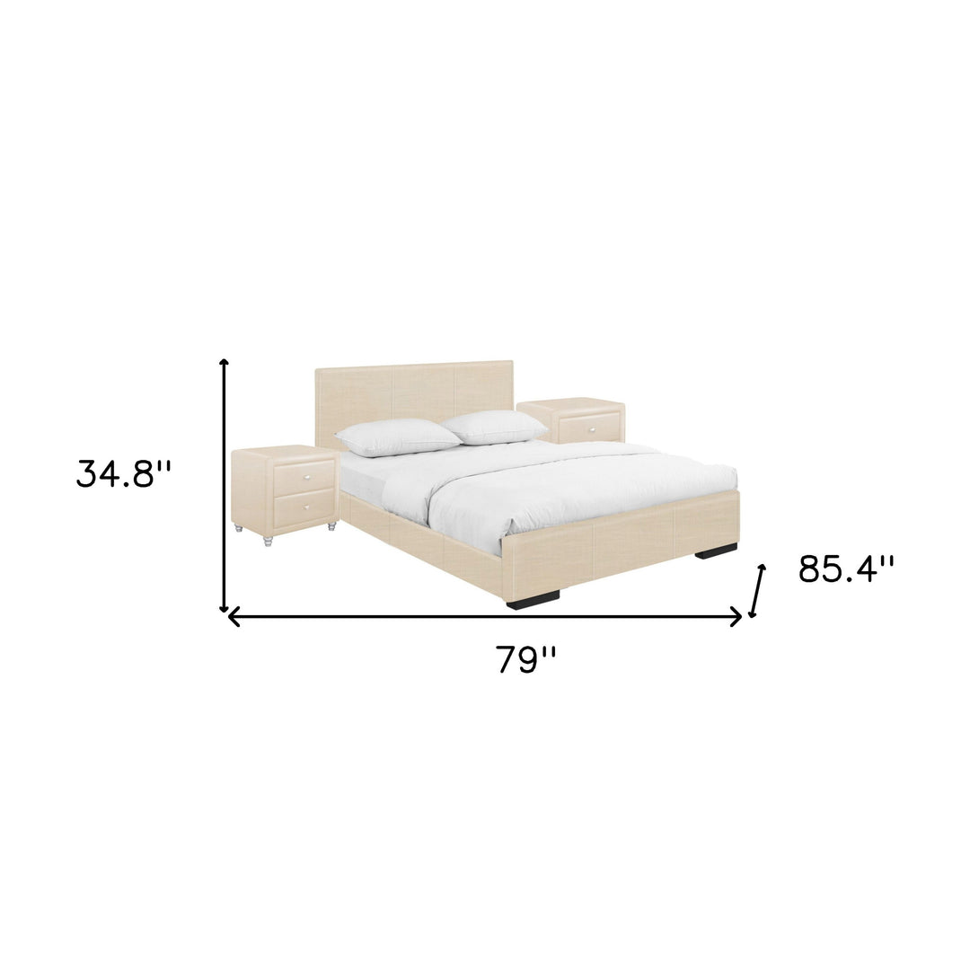 Gray Solid and Manufactured Wood Queen Upholstered Polyester Blend Bed Frame