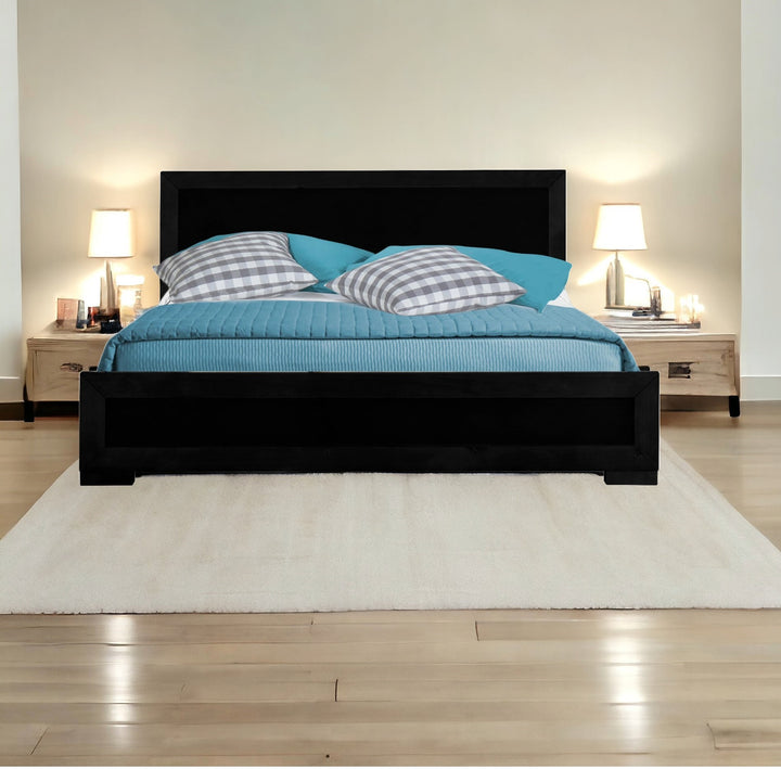 Black Solid and Manufactured Wood Queen Bed Frame