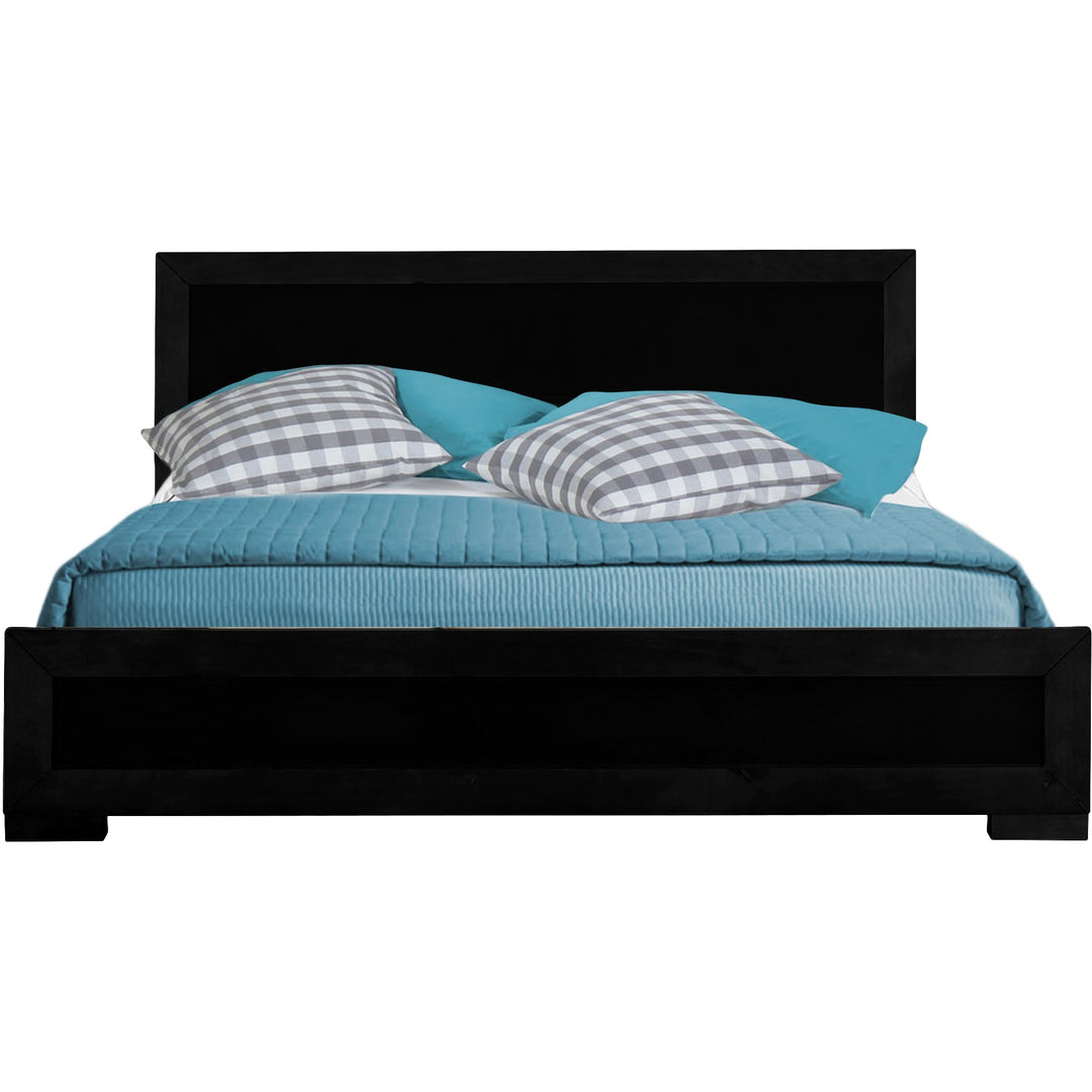 Black Solid and Manufactured Wood Queen Bed Frame