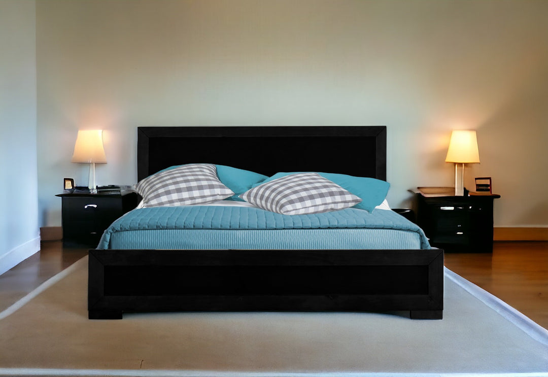 Black Solid and Manufactured Wood Queen Bed Frame