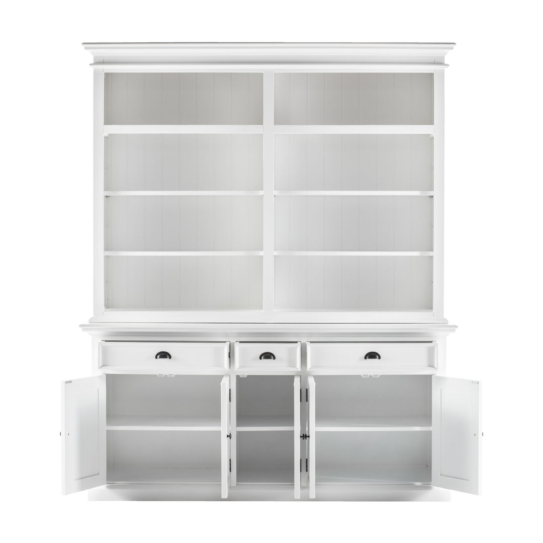 87" White Solid Wood Four Tier Bookcase