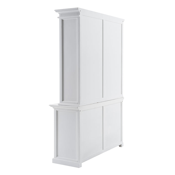 87" White Solid Wood Adjustable Four Tier Bookcase