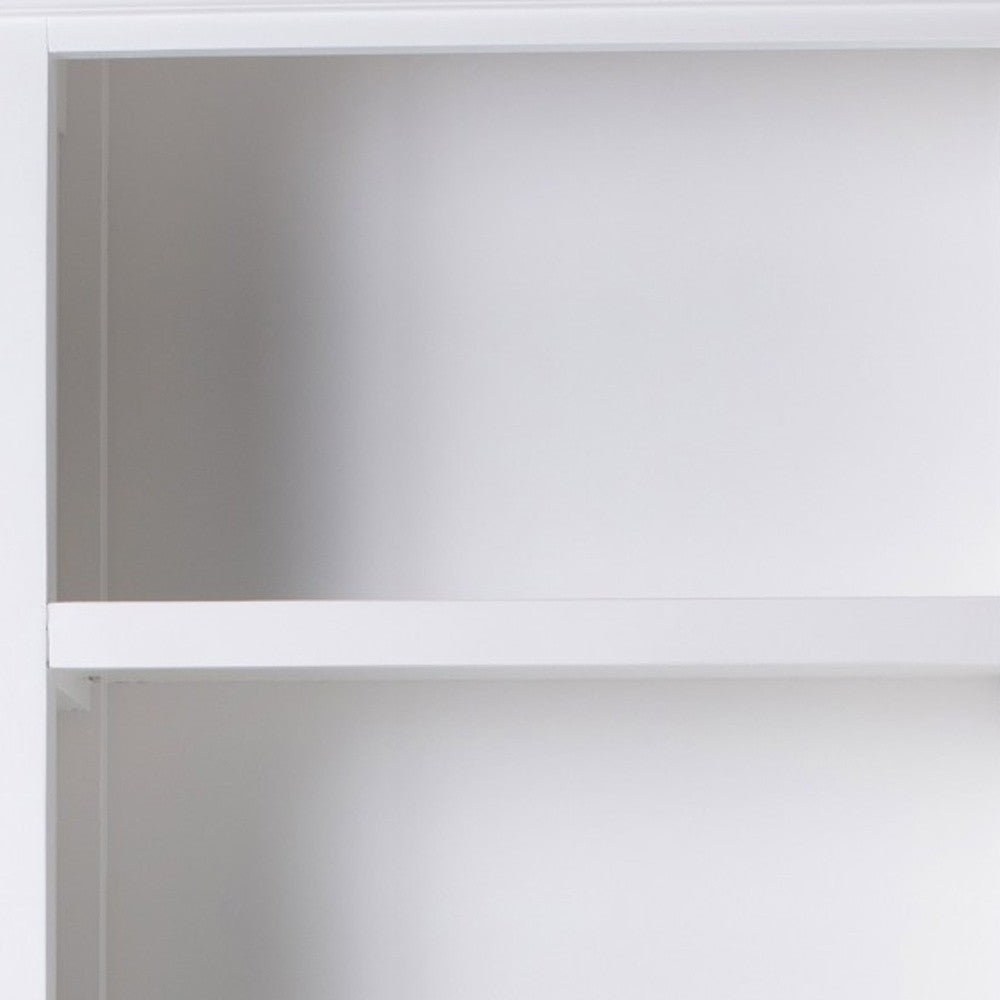 75" White Solid Wood Four Tier Bookcase