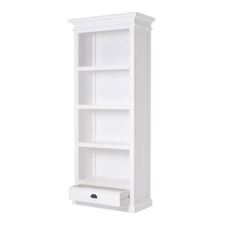 75" White Solid Wood Four Tier Bookcase