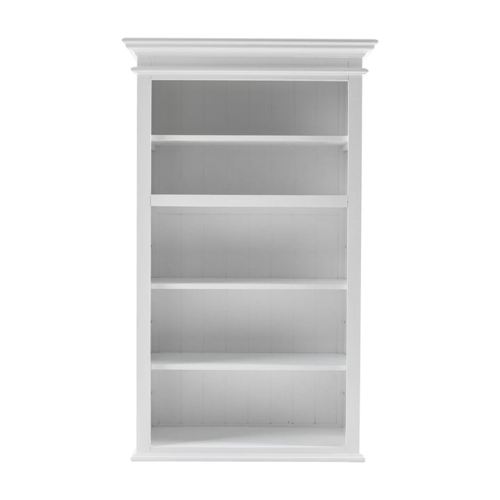 87" White Solid Wood Adjustable Four Tier Bookcase