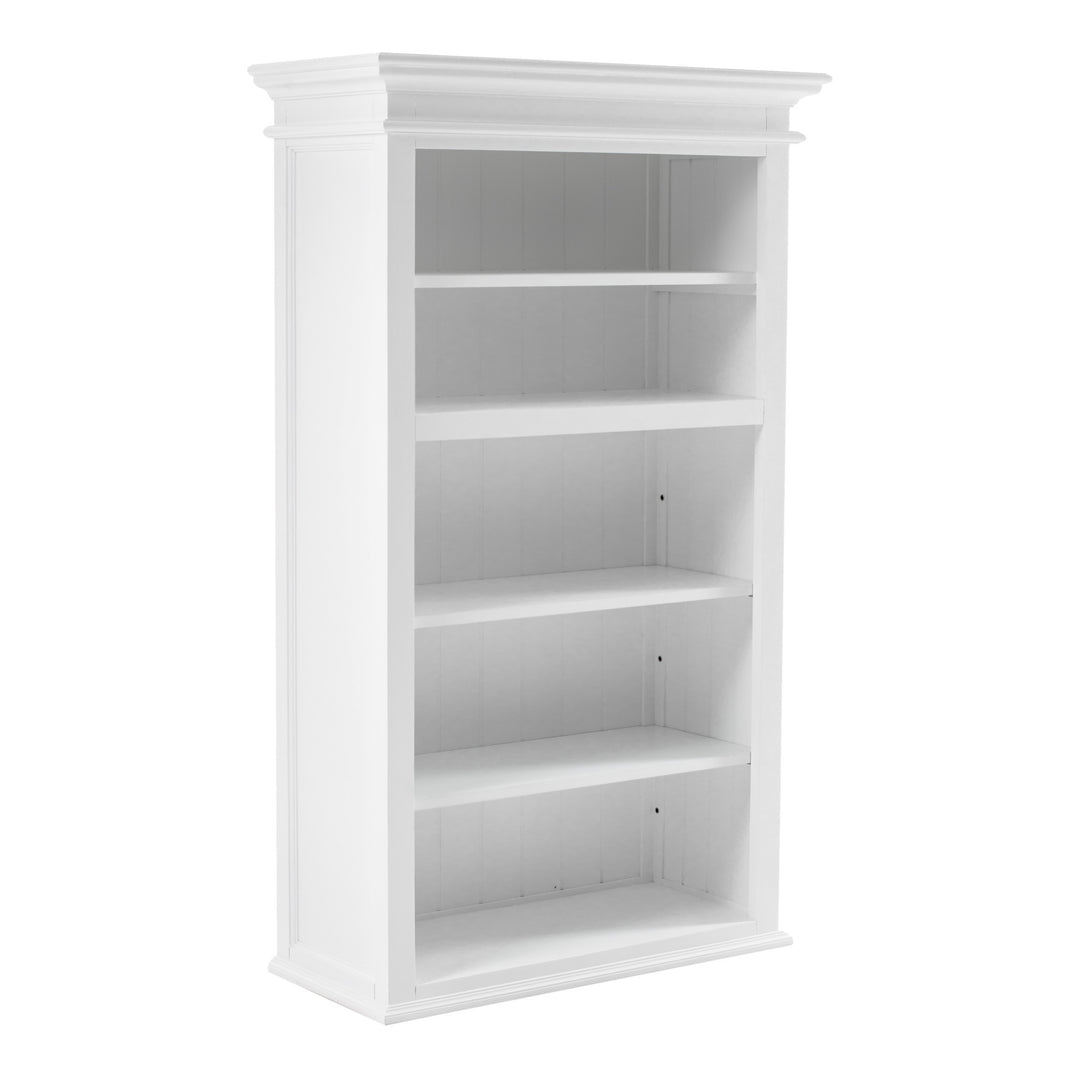 87" White Solid Wood Adjustable Four Tier Bookcase