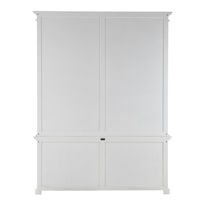 87" White Solid Wood Adjustable Four Tier Bookcase