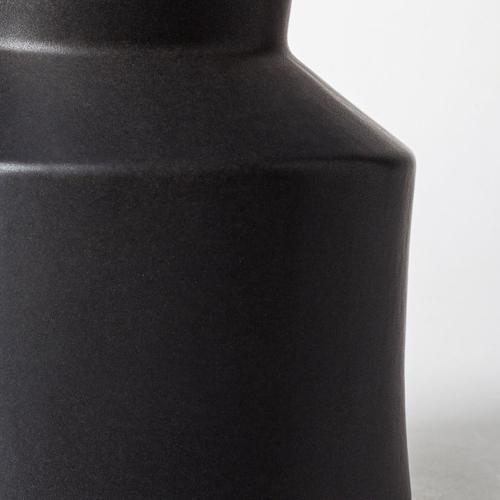 9" Matte Black Contempo Deco Ceramic Vase