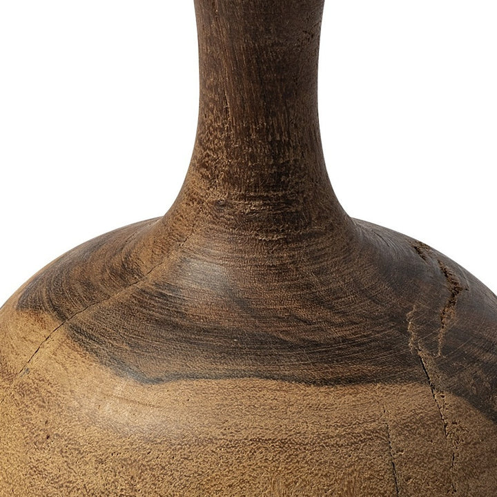 11" Brown Solid Wood Decorative Table Vase