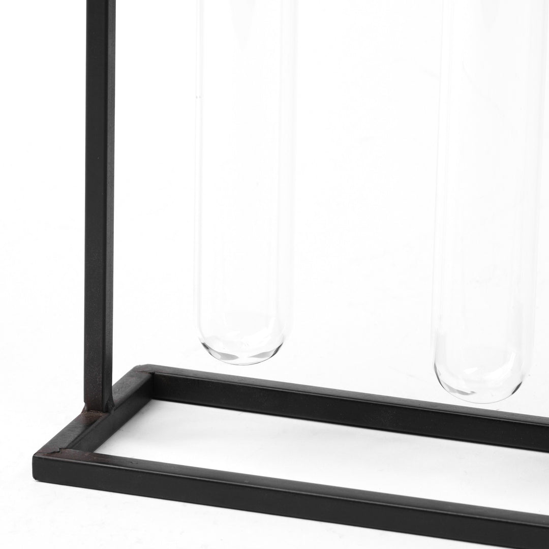 Black Metal Five Test Tube Vase