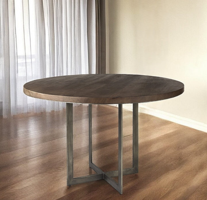 48" Brown And Gray Sled Base Dining Table