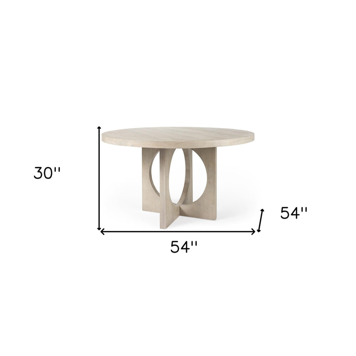 54" Natural Rounded Pedestal Base Dining Table