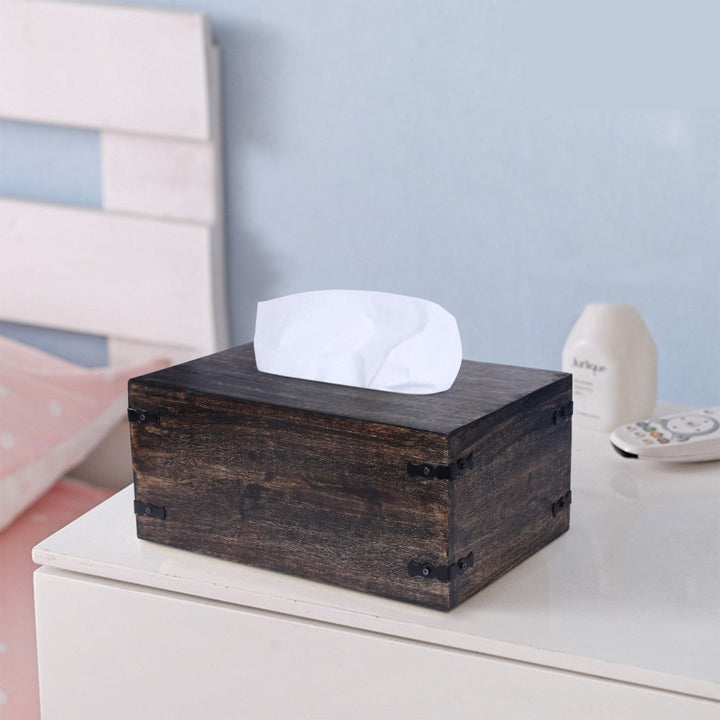 Dark Brown Mango Wood Rectangular Tissue Holder