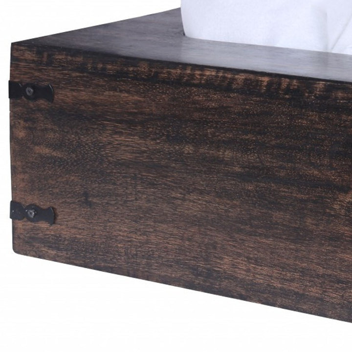 Dark Brown Mango Wood Rectangular Tissue Holder