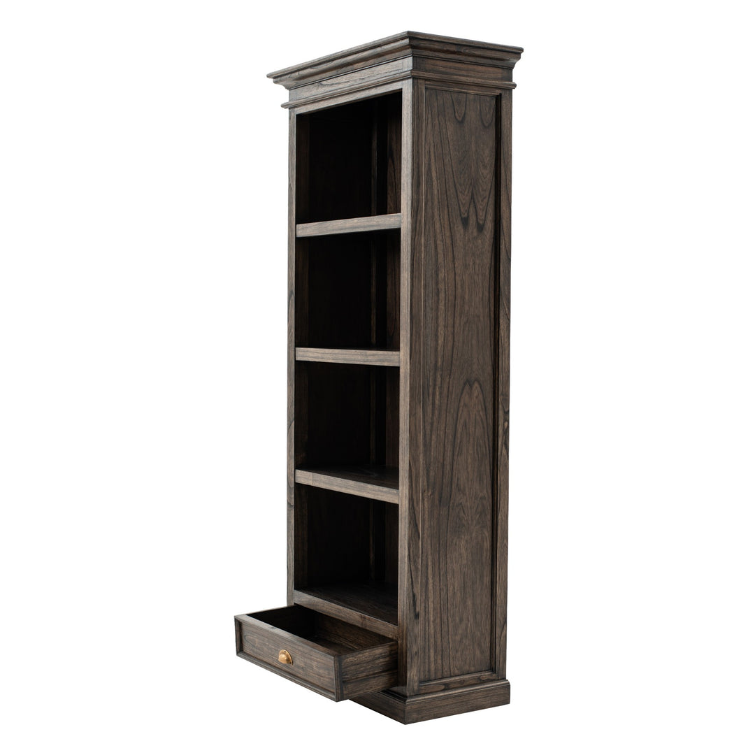 75" Brown and Black  Wood Four Tier Bookcase