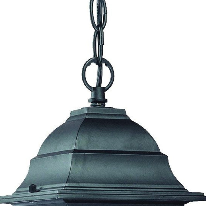 Matte Black Beveled Glass Outdoor Hanging Light