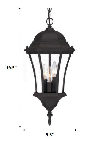 Three Light Matte Black Carousel Lantern Hanging Light