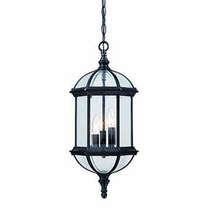 Three Light Matte Black Eastern Lantern Hanging Light