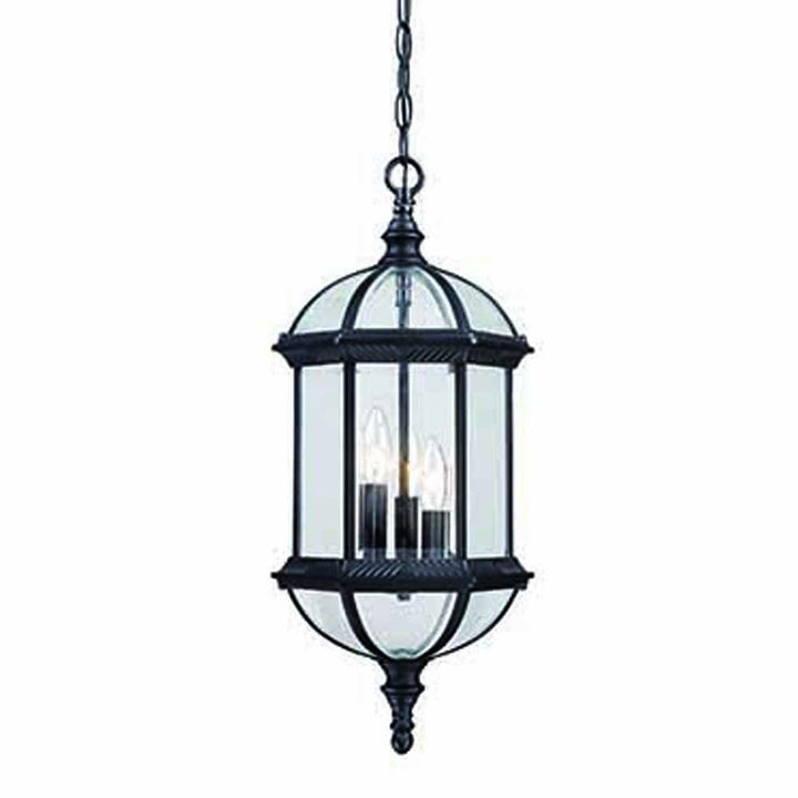 Three Light Matte Black Eastern Lantern Hanging Light