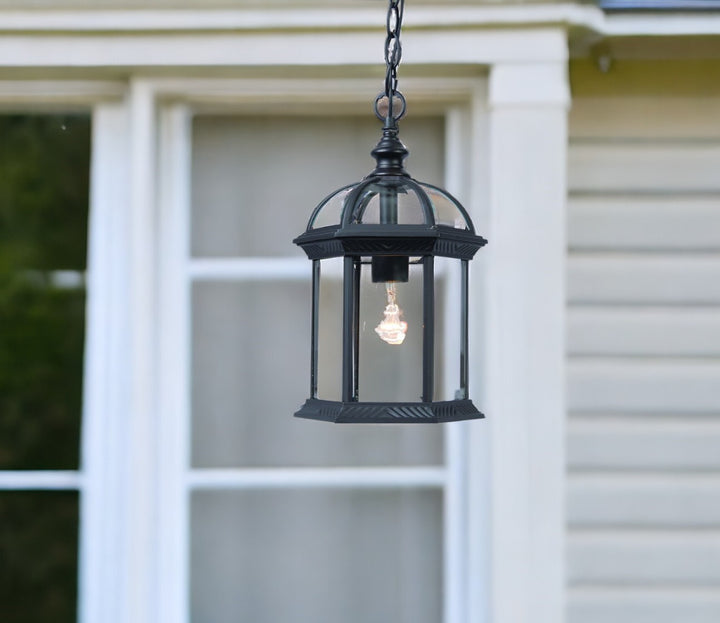 Matte Black Cage Hanging Light