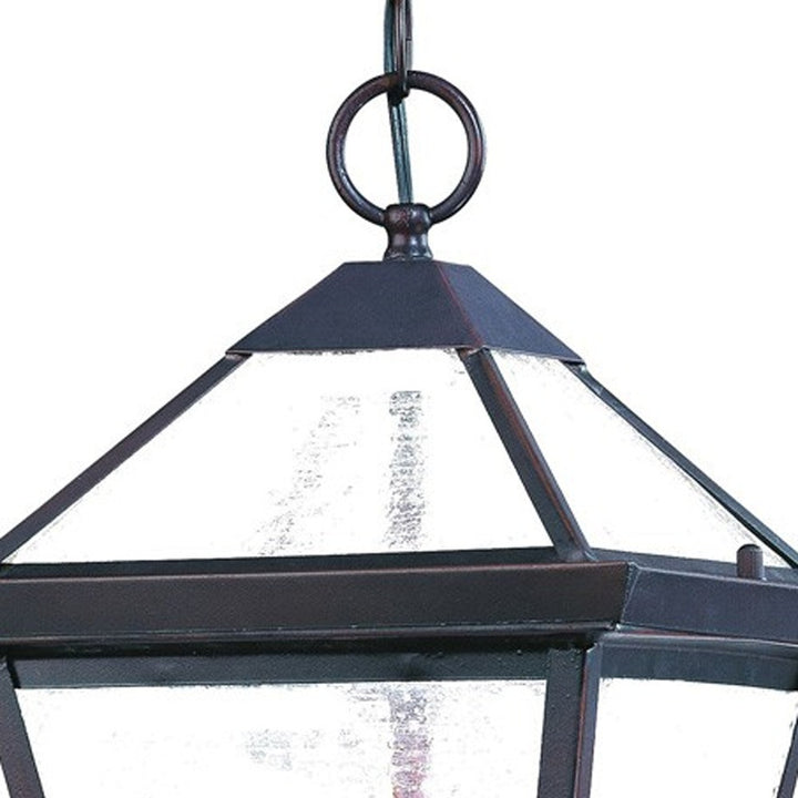 Three Light Bronze Glass Hanging Lantern Light