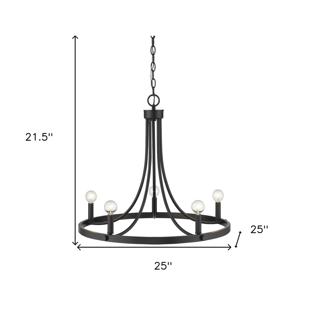 Black Candle Style Five Light Metal Dimmable Chandelier