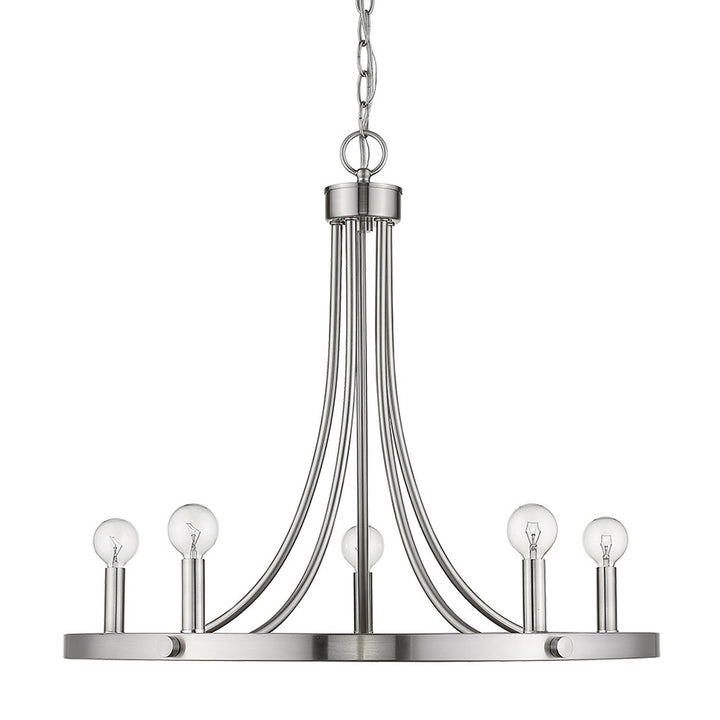 Silver Candle Style Five Light Metal Dimmable Chandelier