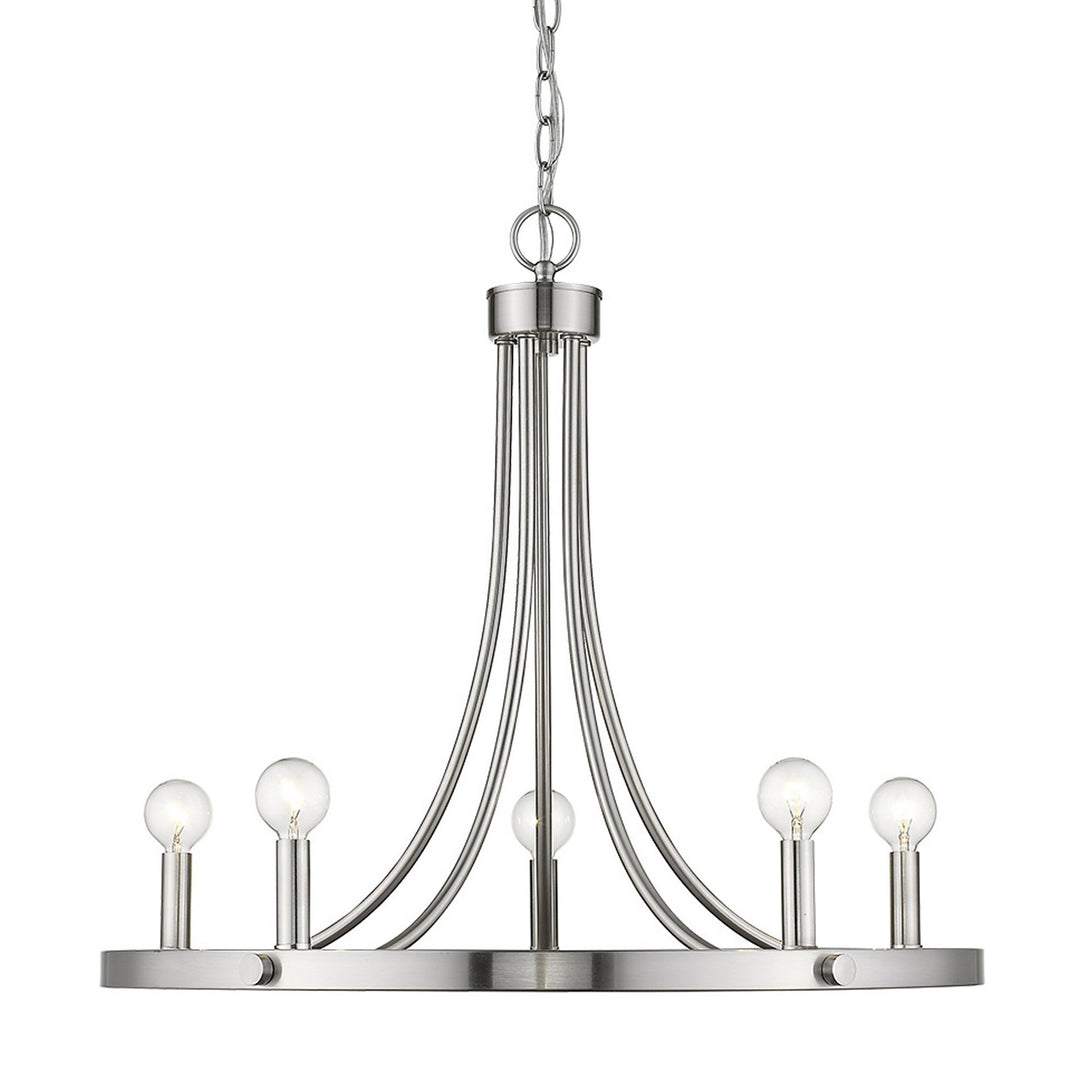 Silver Candle Style Five Light Metal Dimmable Chandelier